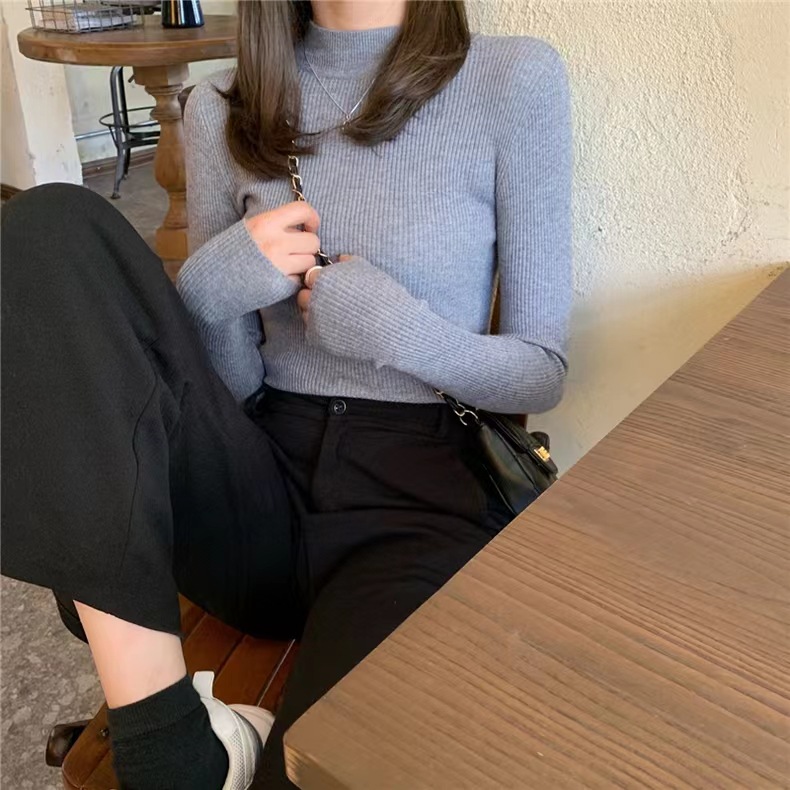 Picture of Bottoming Shirt Women's Autumn Wear 2023 New Half Turtleneck Sweater Knitted Shirt Tight Long Sleeve Spring Top