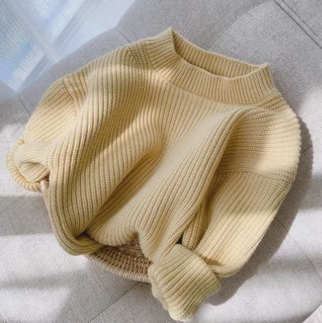 Picture of Children's Pure Color Knitwear Bottoming Shirt with Autumn and Winter Thickeneded Warm Girls' Knitted Knitwear Candy Color New Top