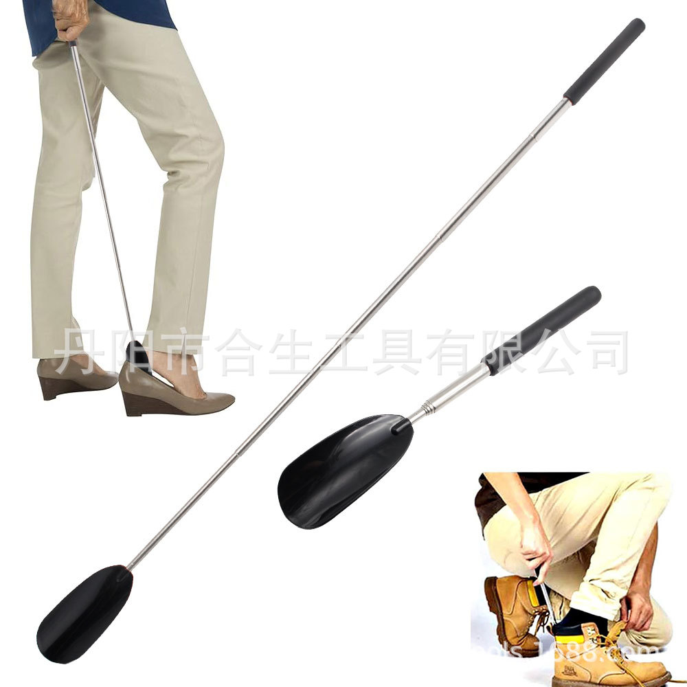 Adjustable Long Handle Shoe Extractor Household Shoe Lacker for Elderly and Pregnant Women Lazy Shoe Brace Stainless Steel Telescopic Shoe Puller
