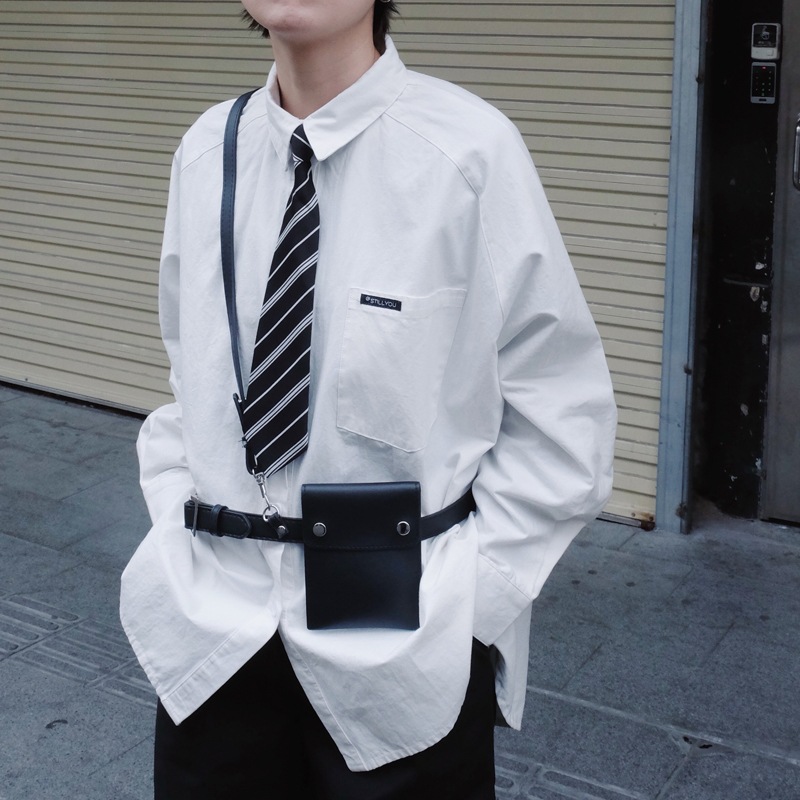 Picture of Tokyo Japanese JK Tie-Free Female Student Male Matching Shirt Uniform Red Stripe Performance Photography H Brand Tide