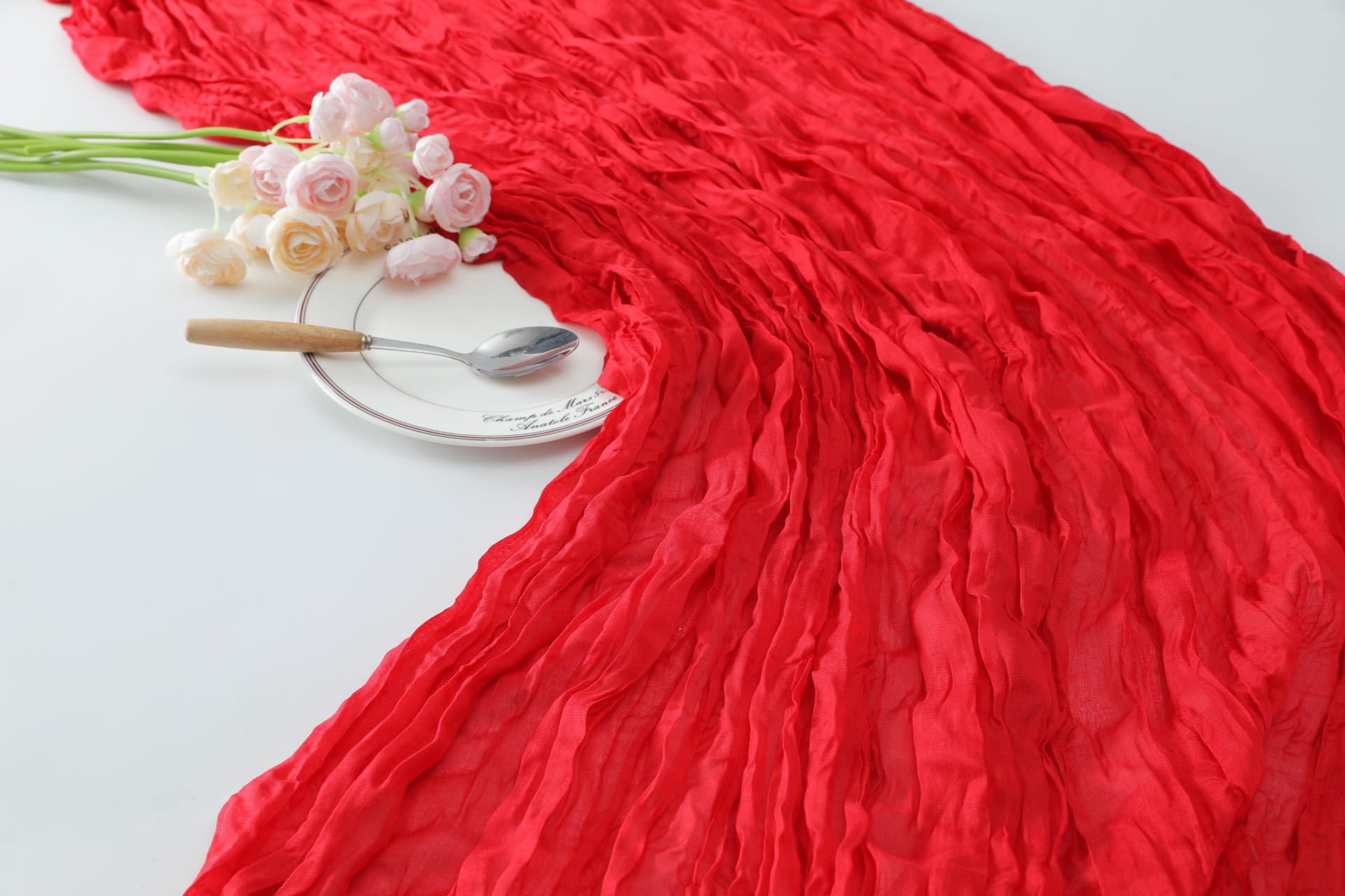 Picture of Cross-border Hot Home Birthday Party Decoration Bari Yarn Tablecloth Wedding Shooting Background Props Table Runner Wrinkled Cloth