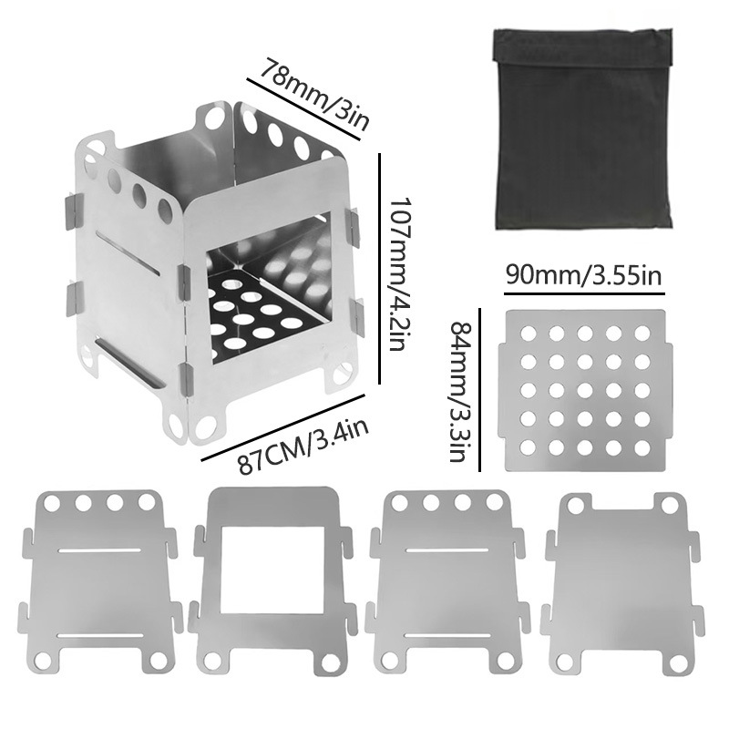 Picture of in stock stainless steel card alcohol wood stove outdoor picnic removable barbecue stove portable heating stove wholesale