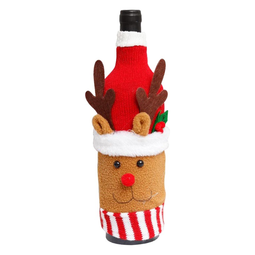 Cross-border Christmas decorations elk brushed red wine bottle set Christmas restaurant party ornaments