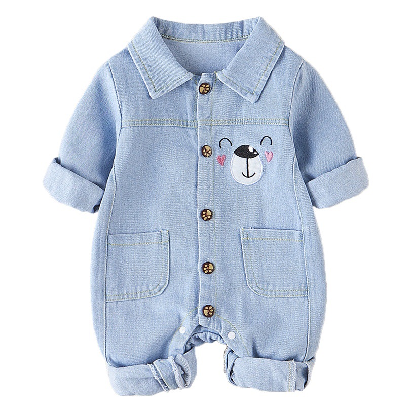New Starting Point Clothing, Baby Spring Clothing, Newborn Clothes, Spring & Fall Denim Outing Jumpsuits, Male Baby Full Moon Crawling Clothes