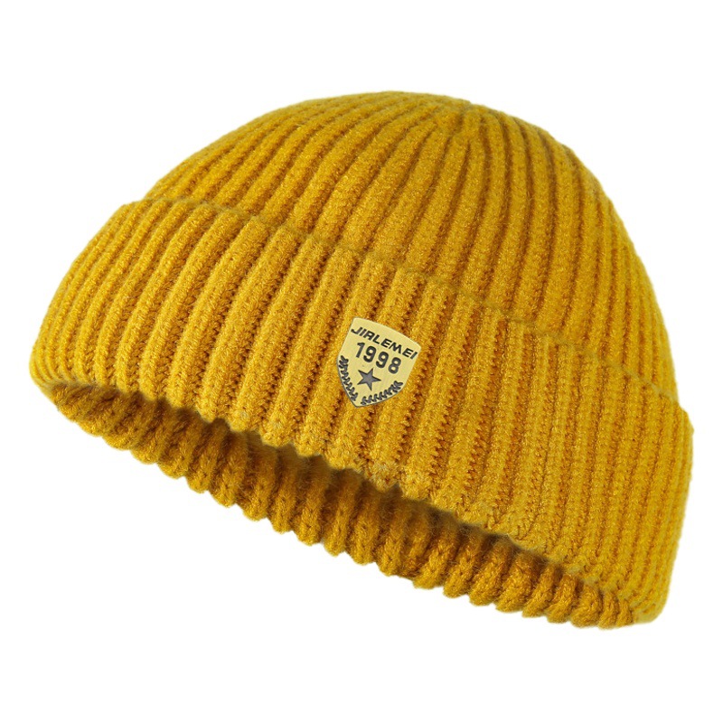 Autumn and Winter Pure Color Knitted Hat Men's Warm Woolen Hat Couple Pullover Hat Landlord Hat Ins Street Fashion Hat Melon Skin Hat