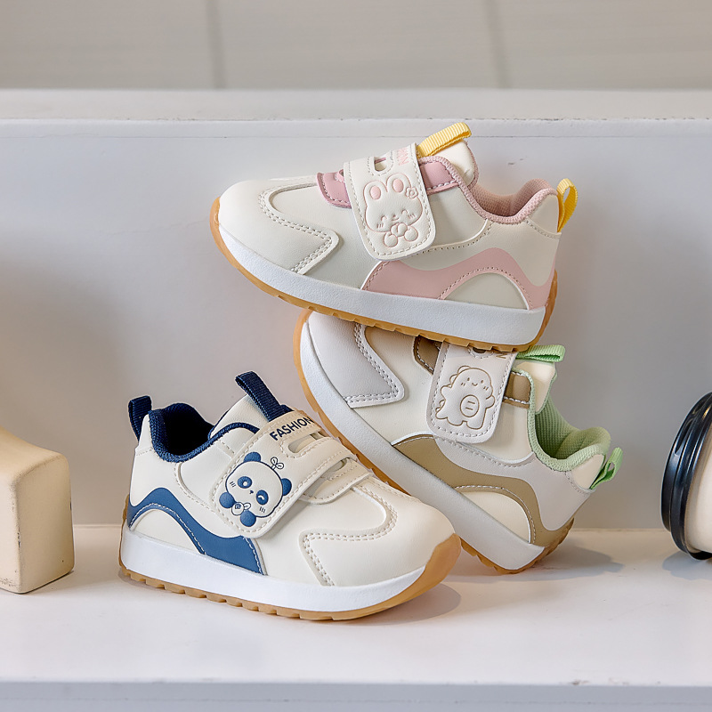Baby walking shoes, leather shoes, children's Velcro functional shoes, boys' non-slip Argan shoes, girls' soft-soled sneakers