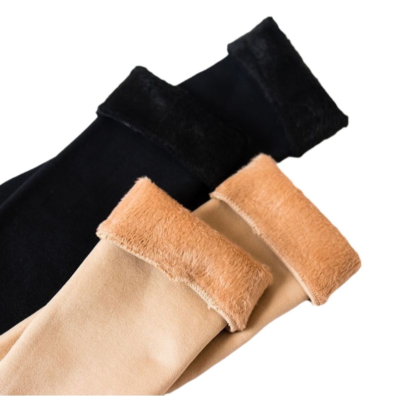 Flesh-Colored Mid-Calf Socks Fleece-Lined Women's Over-The-Knee Skin-Colored Autumn and Winter Over-The-Knee Wide-Leg Socks Thickeneded High Socks Snow Socks to Heattech