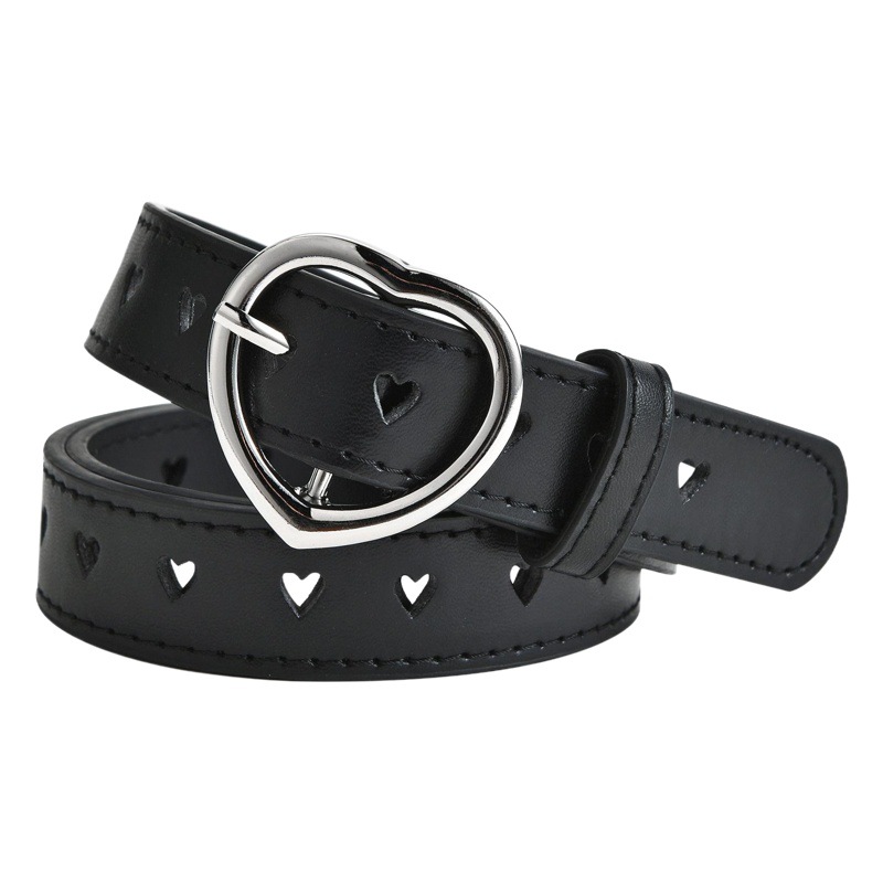 Children's Short Size Love Buckle Decorative Fashion Women's Belt Full Holes Peach Heart Holes Jeans Belt Women