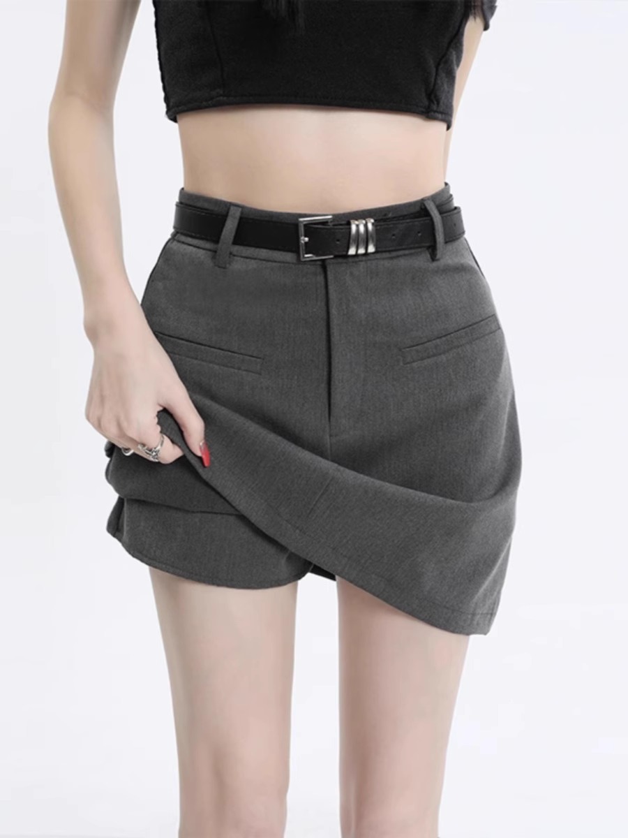 Women's Skirt New Arrival 2024 Summer Korean Style Casual Solid Color Dress Slimming High Waist Anti-glare A- line Skirt