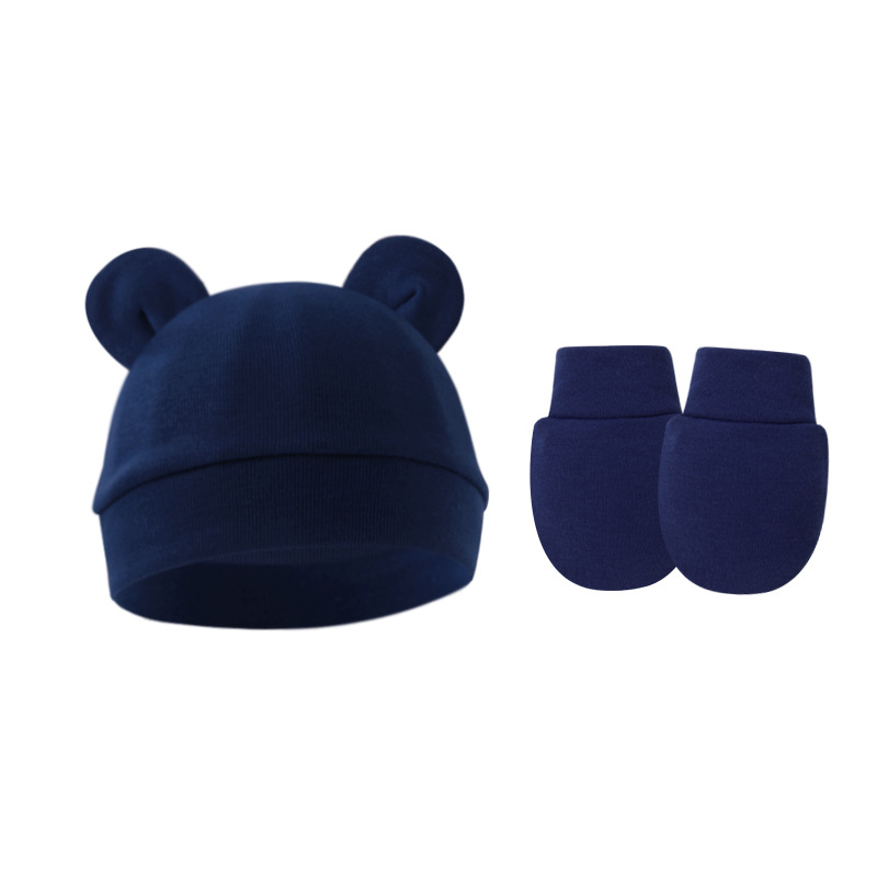 Picture of 2023 foreign trade baby pullover cap Mickey ears baby hat newborn tire cap anti-scratch gloves 2-piece set