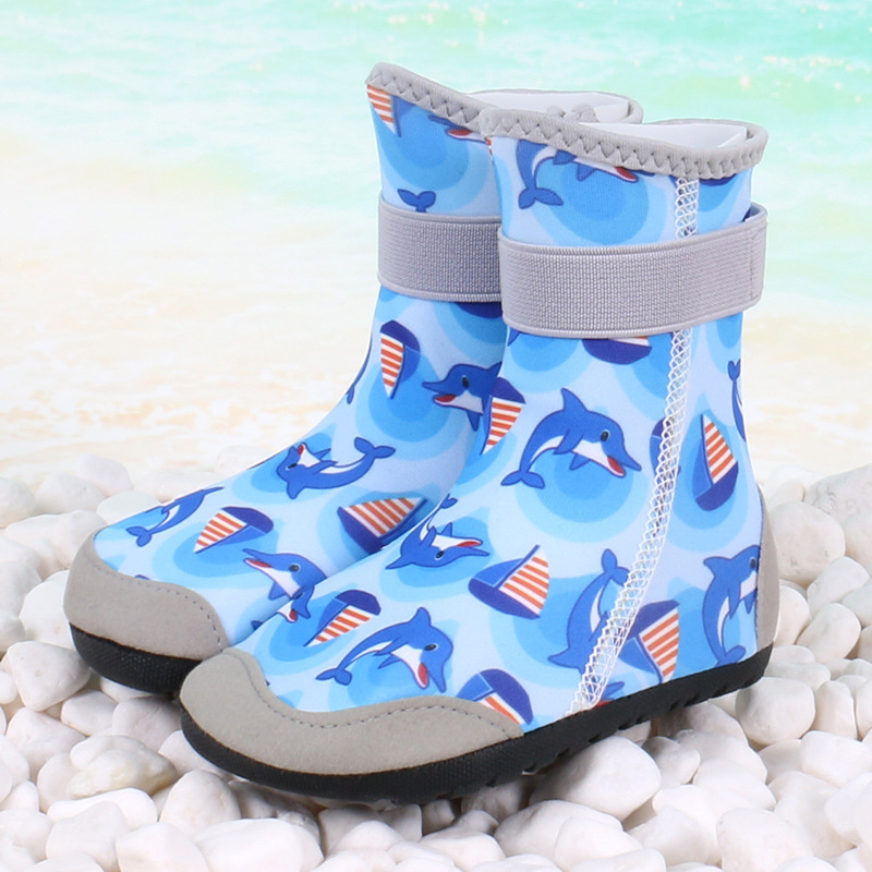 Picture of Children's high-tube beach shoes and socks non-slip anti-collision quick-drying baby swimming trail shoes adult seaside sea wading shoes