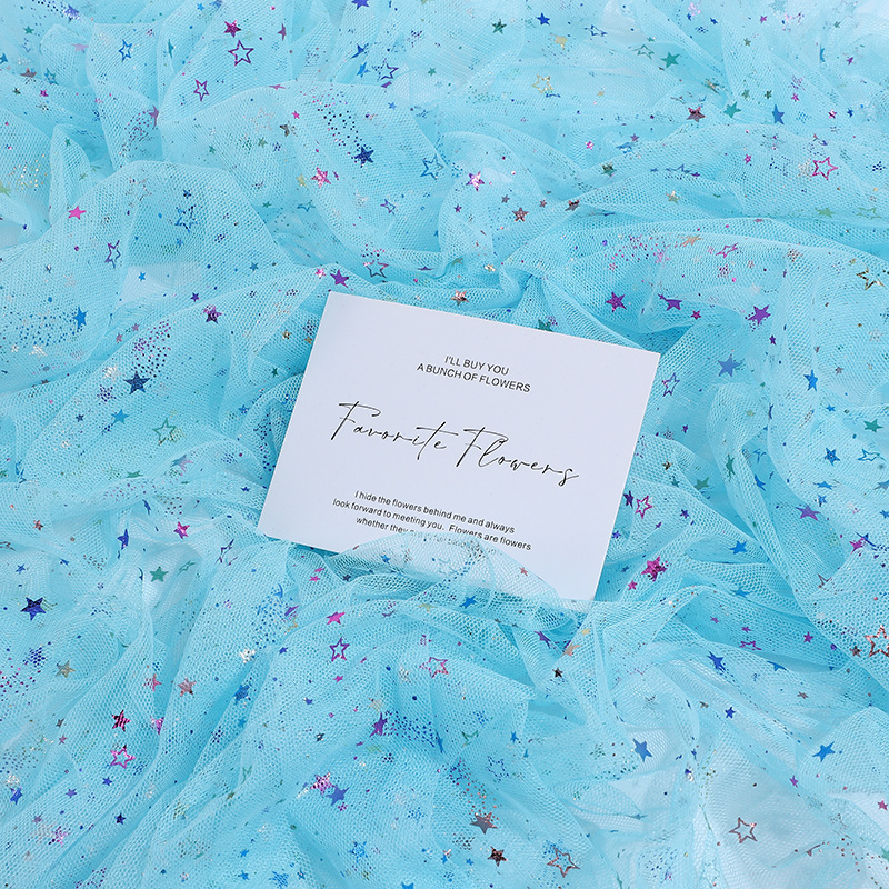 Colorful Meteor Gauze Star Moon Mesh Fabric Hexagonal Bottom Gauze Tulle Mesh Cloth Toy Children's Clothing Veil Decoration