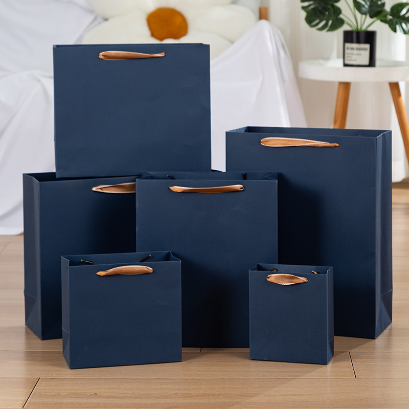 Picture of dark blue Paper Bag Clothing Gift Packaging Handbag High-end Thickened Paper Bag in stock Zhuo Fan Paper Bag