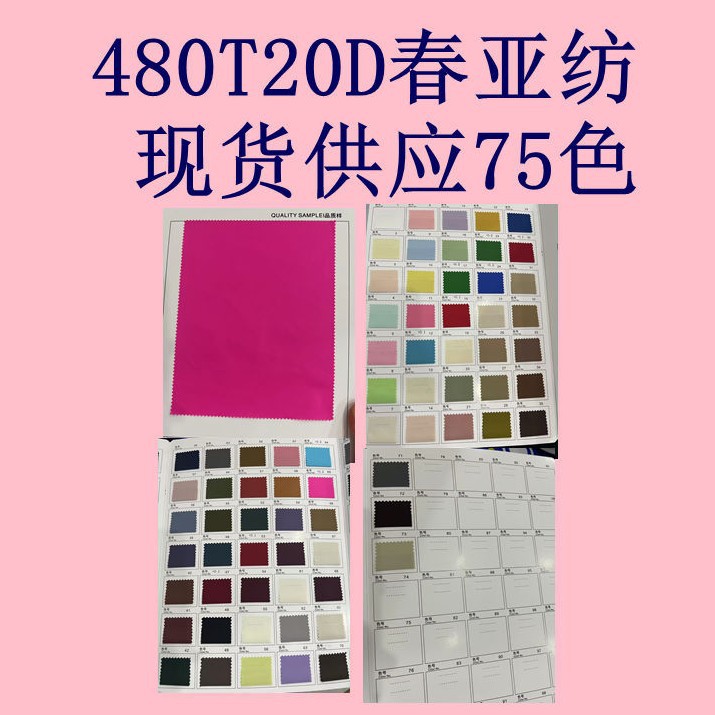 480t 20D Pongee, 100% Polyester, Comfortable and Soft to the Touch, Suitable for down Jackets, Jackets and Cotton Fabrics