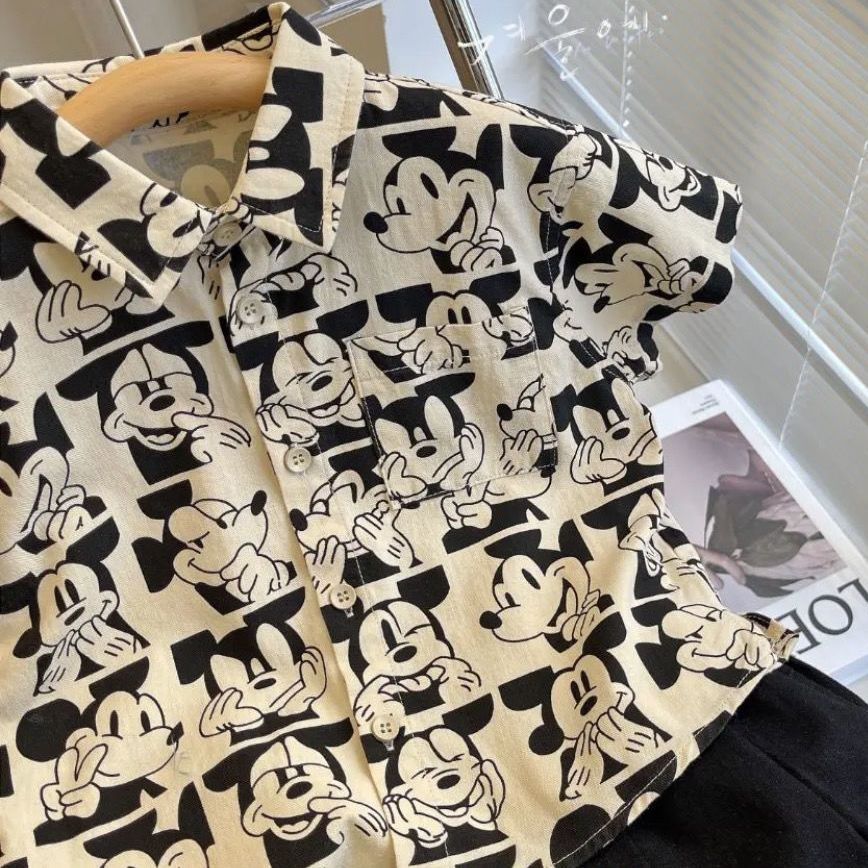 Picture of Children's Short-sleeved Shirt 2025 Summer New Children's Korean-style Cartoon Printed Top Thin Shirt for Boys and Babies