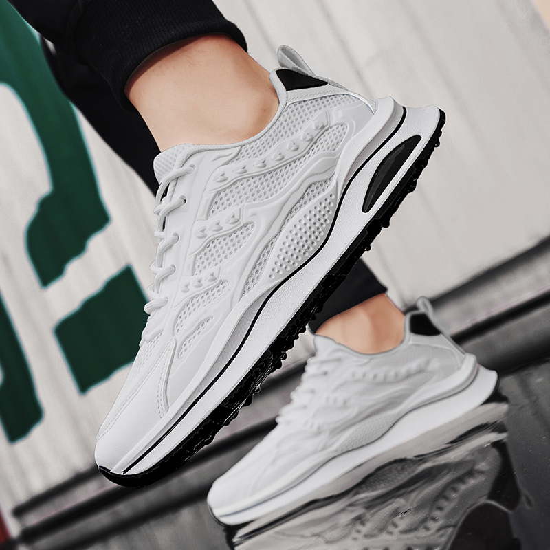 Men's Low-top Mesh Breathable Trendy sneaker Fashion Thick-soled White Shoes Spring and Summer Student Casual Trendy Shoes for Men