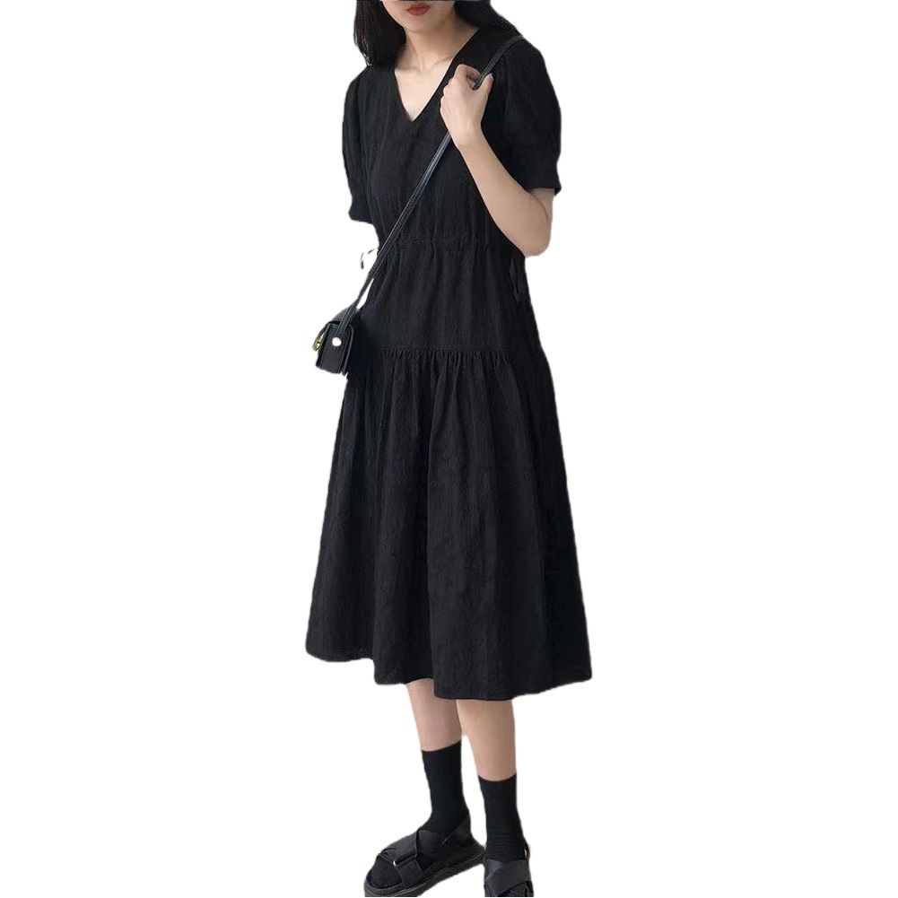 Pregnant Women's Skirt Summer Dress Over-the-Knee Long Skirt Trendy Mom Fashion Elegant Loose Black dress High-end Western Style Slim Look