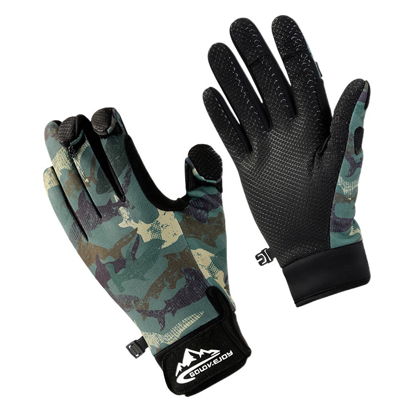 Autumn and winter new fishing gloves outdoor fishing non-slip wear-resistant fleece-lined warm Luya gloves fingerless touch screen DB68