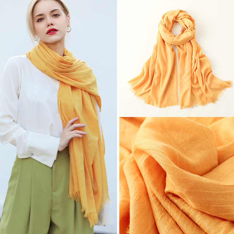 Picture of Solid Color Cotton and Linen Scarf Women's Artistic Sunscreen Scarf Scarf Beach Long Scarf Wholesale Japanese Scarf Advanced Sense