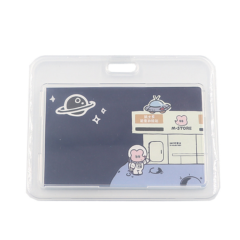 Picture of Campus student card holder retractable horizontal transparent card holder bus card holder ID card holder ID card holder lanyard