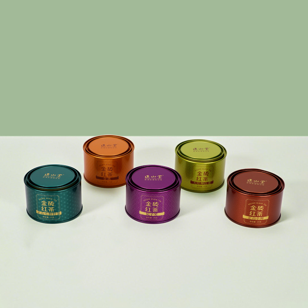Junmei Chinese Black Tea Small Warped Lid Iron Can Lapsang Souchong Sealed Tinplate Can Wuyi Rock Tea Packaging Iron Box