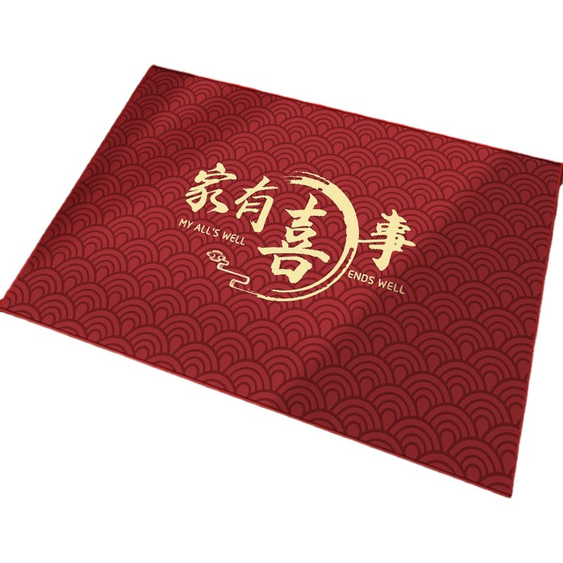 Festive Entrance Door Floor Mats, Household Entrance Carpets, Stain-Resistant Entrance Door Mats, Red Absorbent Mats Wholesale