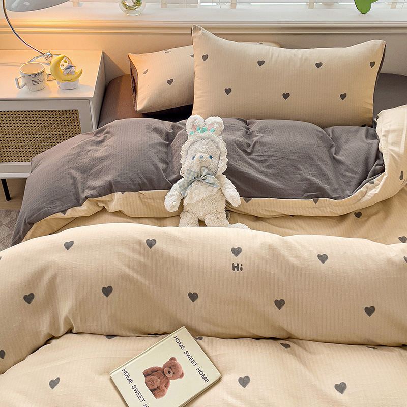 Picture of Category a Maternal and Infant Grade Small Fresh Floral Xiaozhu Cotton Quilt Cover Single Piece Skin-Friendly Washed Cotton Thickeneded Quilt Cover Wholesale
