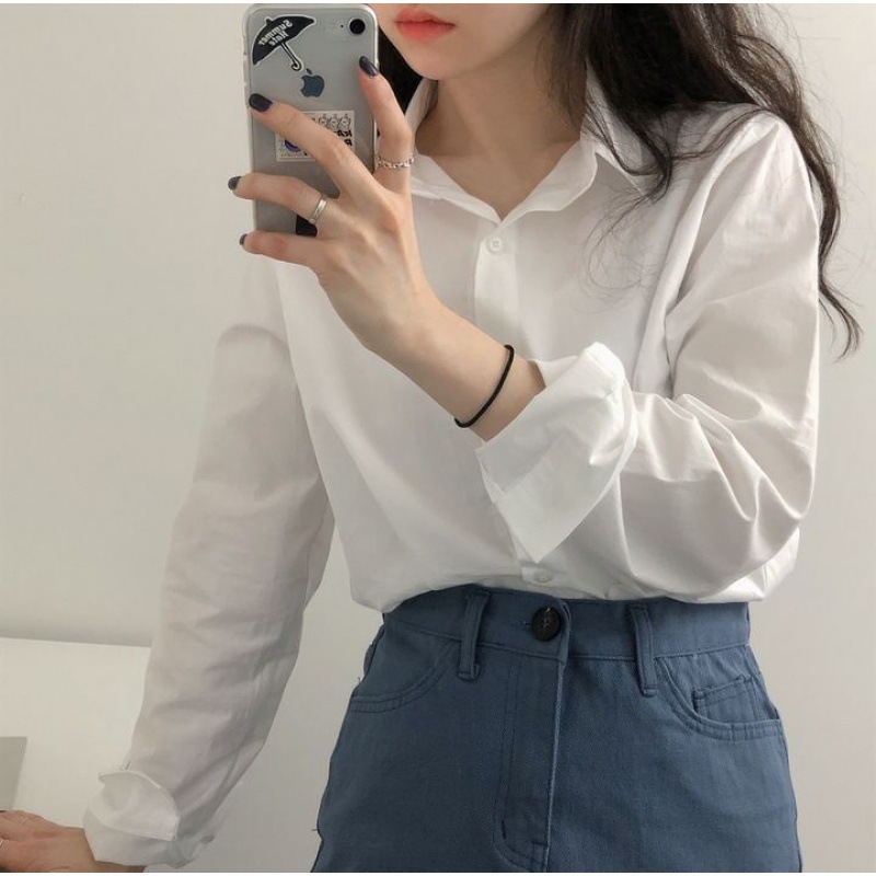 Picture of In stock Spring and Autumn new pure color Korean style long-sleeved shirt women's design sense niche versatile casual shirt jacket