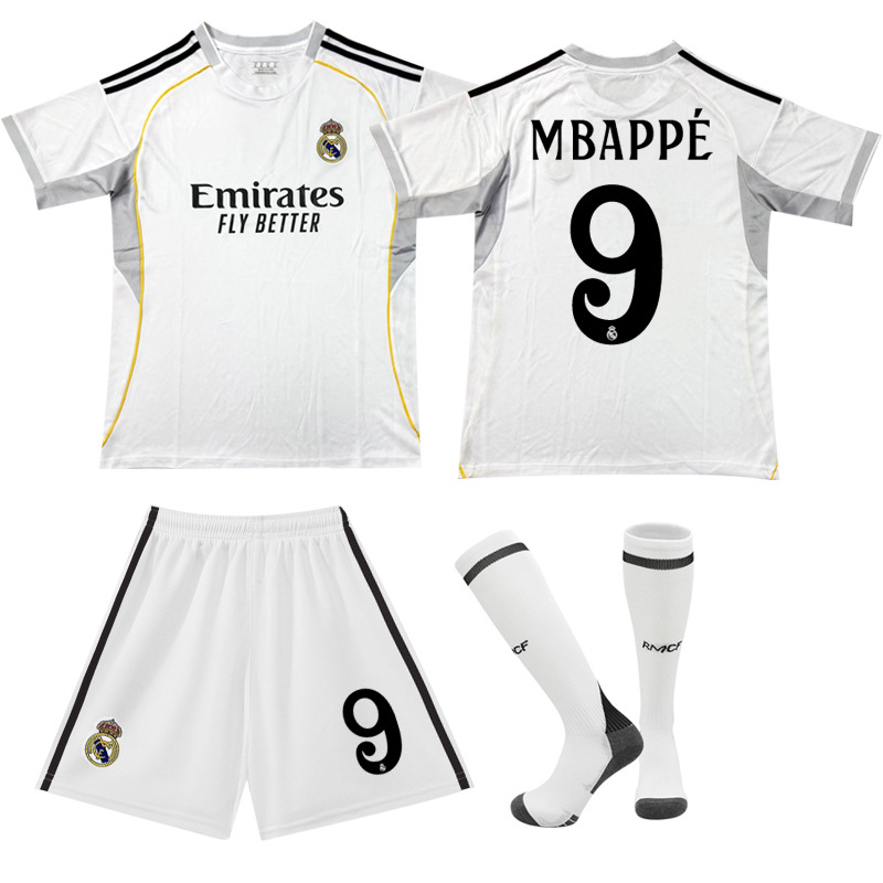 2526 New Real Madrid Home Football Clothes suit No.9 Mbappe Jersey 5 Bellingham 7 Vinicus Ronaldo