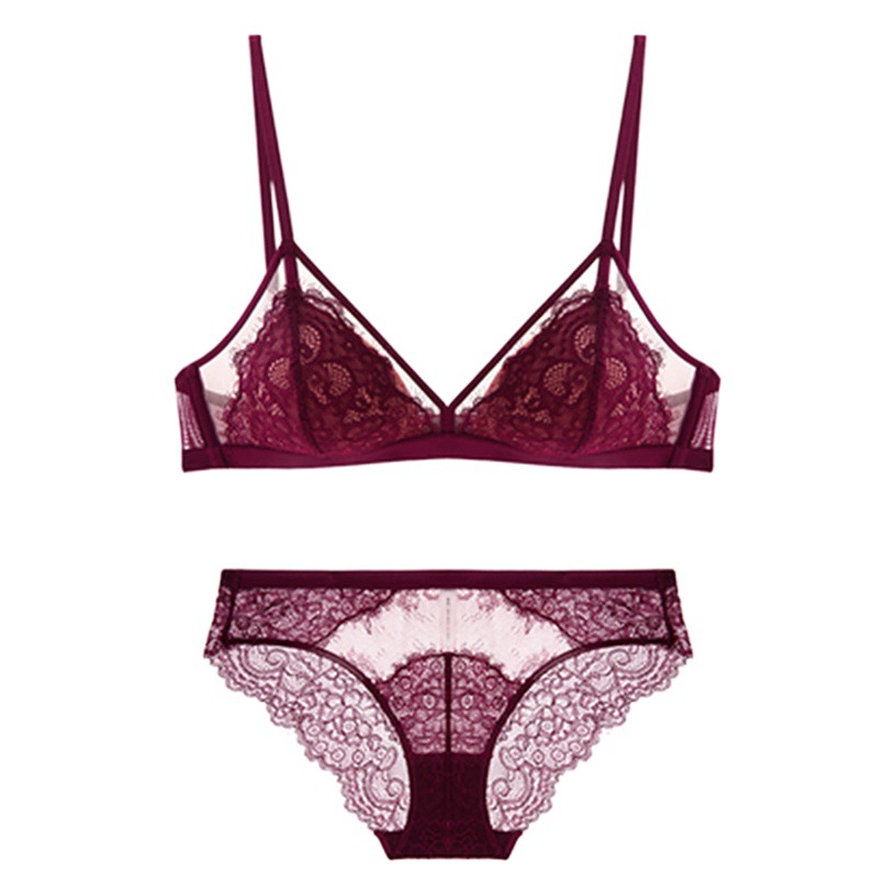 French style new sexy lace bra comfortable breathable girl wireless anti-sagging thin bra suit