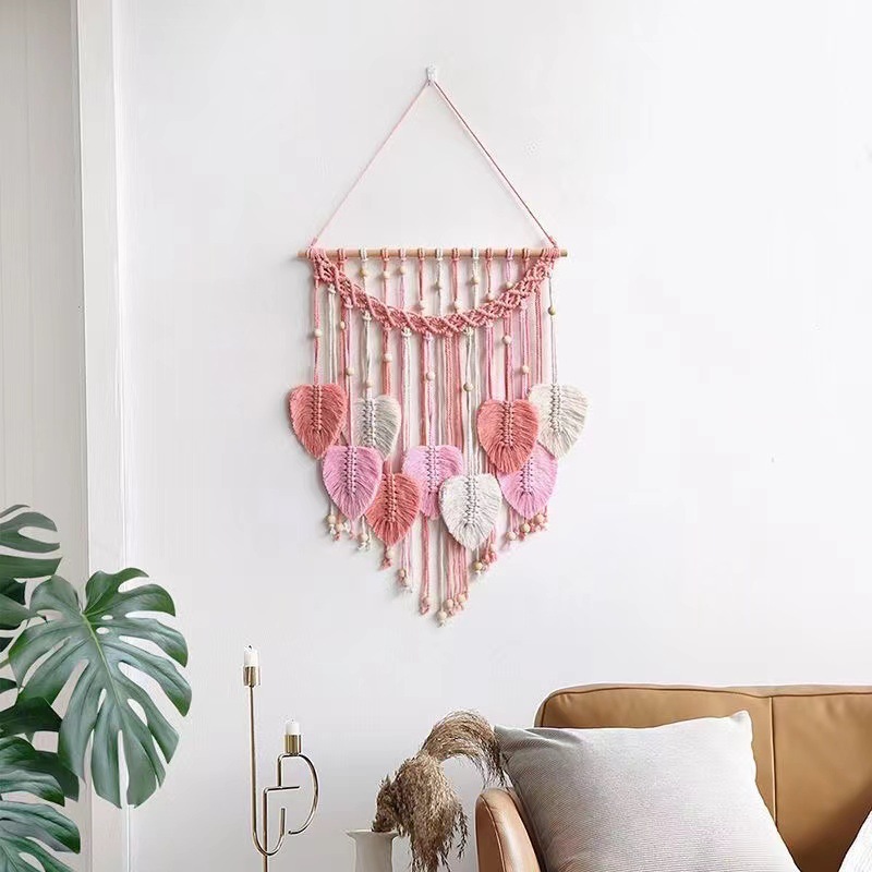 Picture of Cross-Border Hot Selling New Nordic Bohemian Hand-Woven Tapestry Tassel Feather Leaves Wall Hanging Wall Decoration