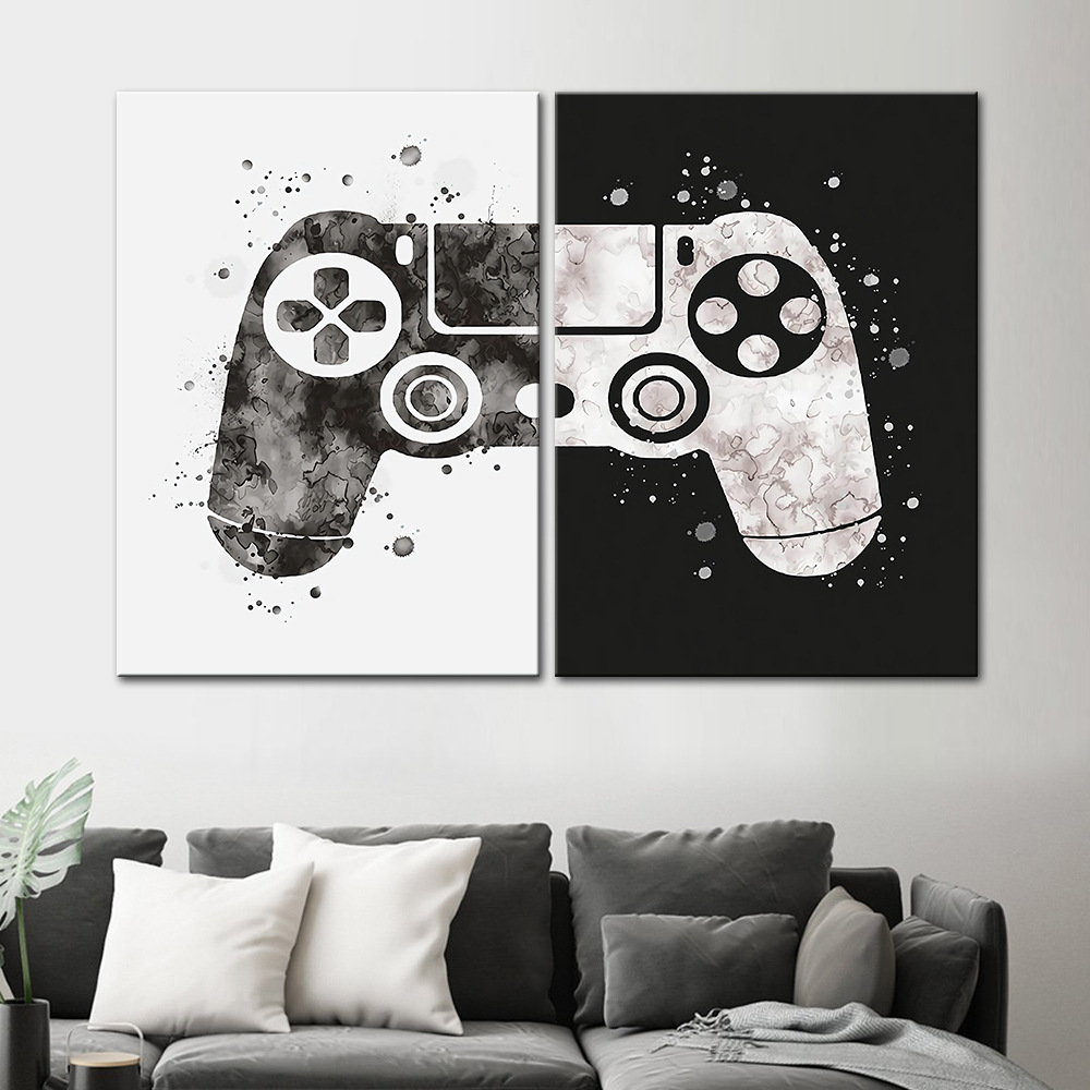 Picture of AliExpress hot sale game handle hanging painting abstract watercolor boy living room bedroom decoration canvas painting core