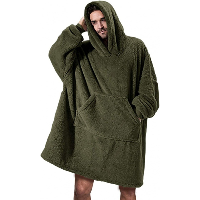 Picture of Cross-border Amazon Autumn and Winter Comfortable Loose Double-sided Fleece Hoodie Thickened Wearable Blanket Couple's New Home Clothes