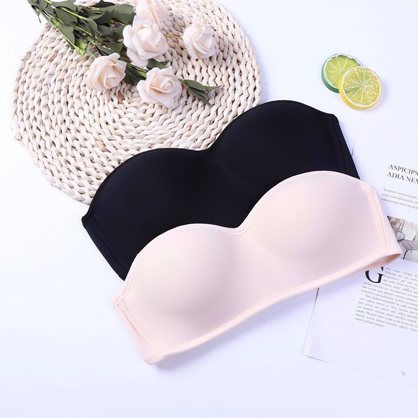 Picture of Japanese and Korean Style Sexy Simple Girls Underwear 3D Invisible Underwear Rimless Strapless Strapless Push-up Bra