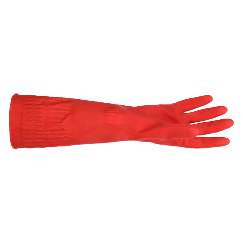 Household Household household dishwashing gloves latex fleece-lined thickened lengthened cleaning laundry warm waterproof gloves factory wholesale