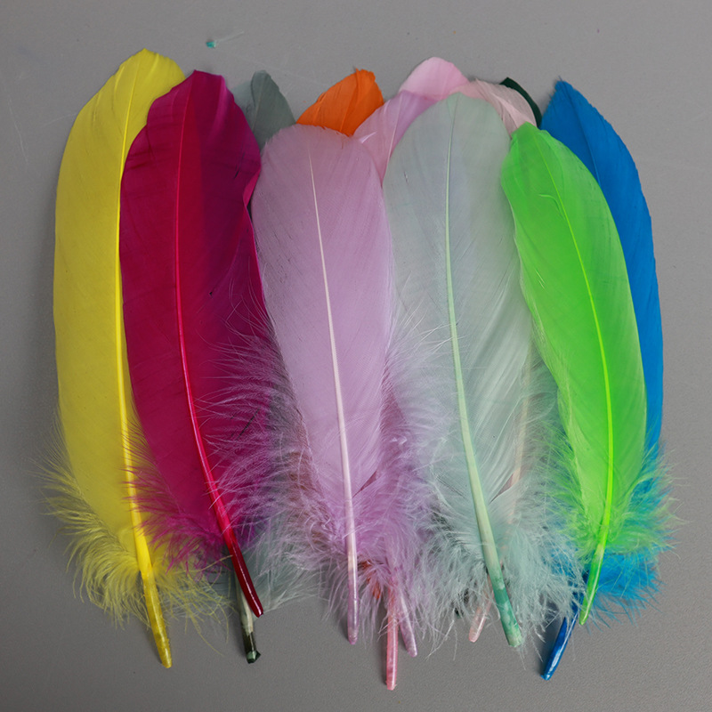 Color feather wholesale goose feather hard big floating kindergarten diy handmade accessories craft decorative accessories feather factory