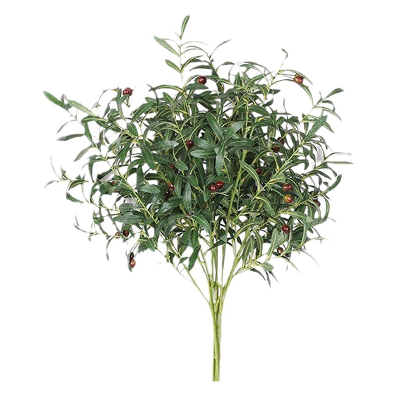 Simulated Olive Branches Wholesale Ten-Pronged Six-Pronged Olive Leaves Simulated Plant Leaves Wedding Flower Arrangement Decoration Scandinavian Decoration