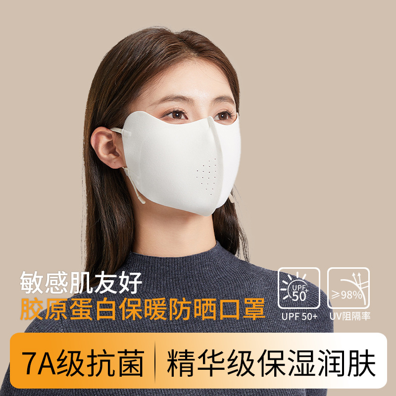 Autumn and Winter Warm Mask Women's High-value fleece-lined Sunscreen Cold-proof Breathable Three-dimensional Collagen Maillard Mask for Men