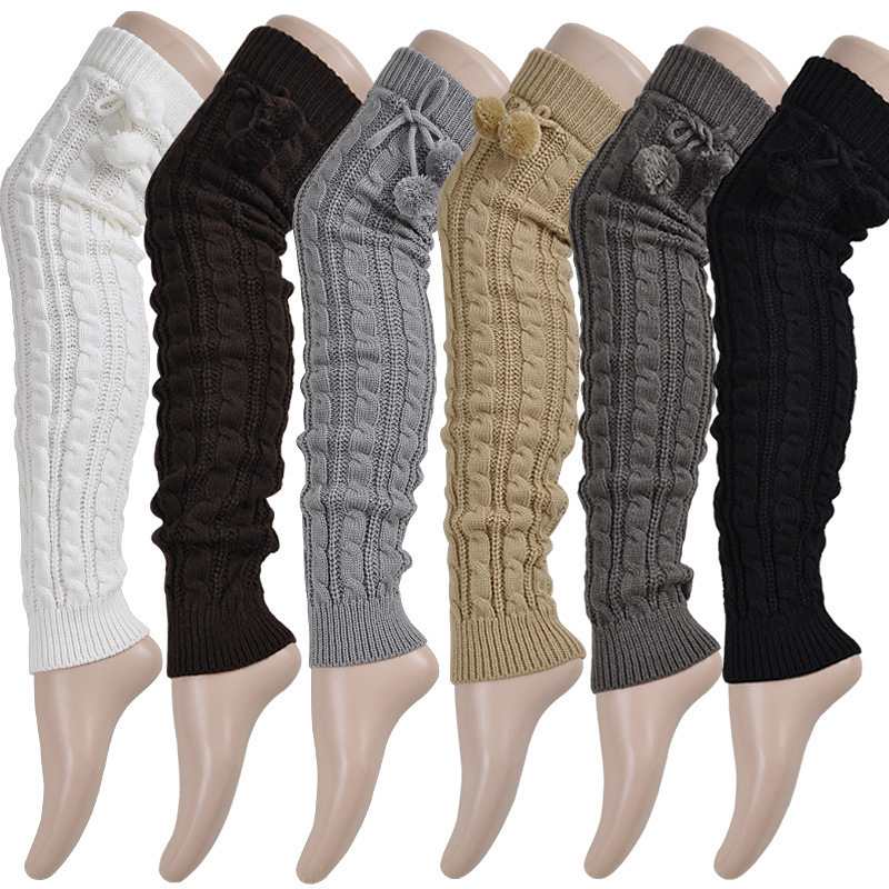 65cm long thickened knee ball wool warm boots piled socks autumn and winter women's new twist foot cover
