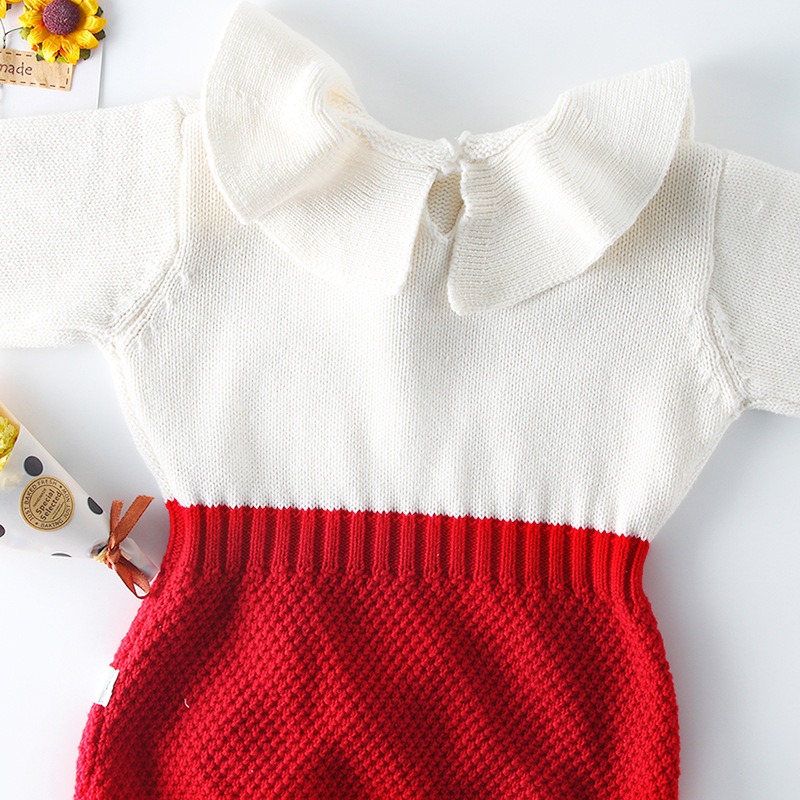 Picture of ins Hot Selling Spring and Autumn Girl Baby Baby Baby Doll Collar Knitted Wool Jumpsuit
