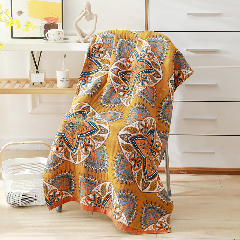 Picture of Wholesale Colored Cotton Four-Layer Gauze Bath Towel Absorbent Adult Couple Household Bath Towel Four Seasons Cartoon Cotton Bath Towel