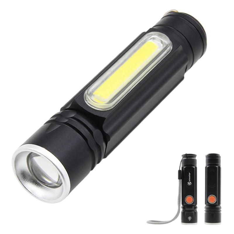 Outdoor strong light flashlight rechargeable super long-range super bright with side light LED zoom high endurance flashlight