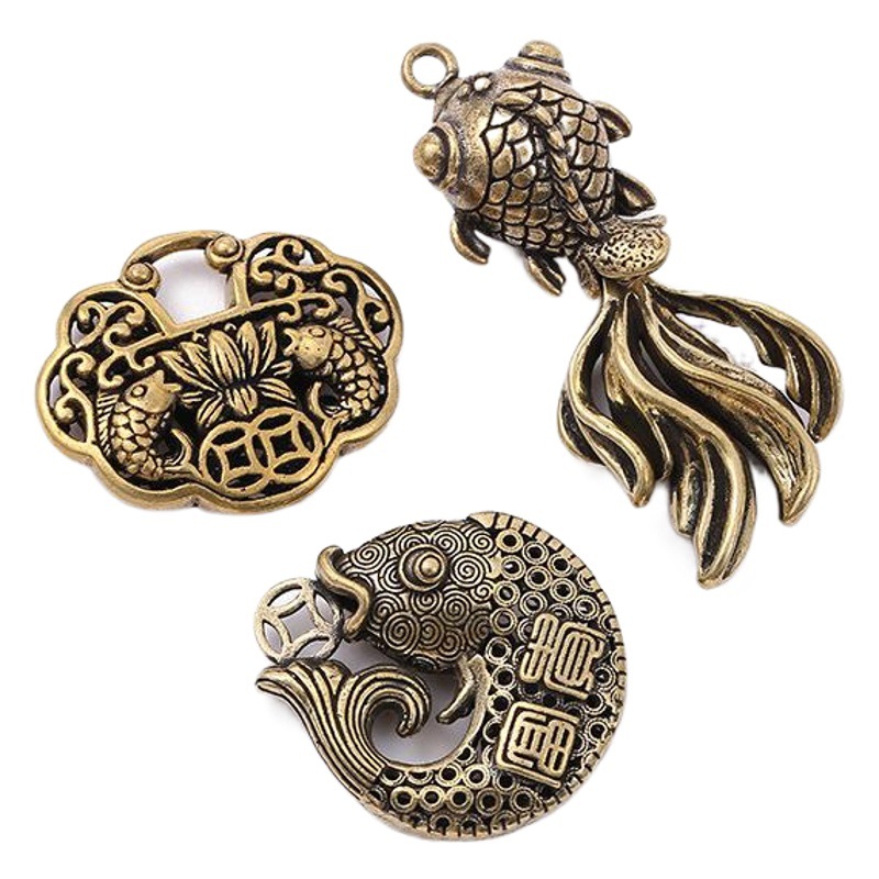 New goldfish koi brass accessories creative car keychain pendant This Life Lock year after year more than pendant wholesale