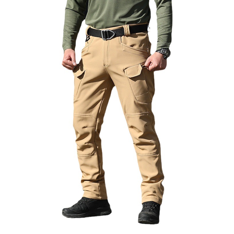 IX7 Tactical Pants Camouflage Soft Shell Men's Charge Pants Windproof Waterproof Climbing Pants Thickened Warm Fleece Pants Crane Pants