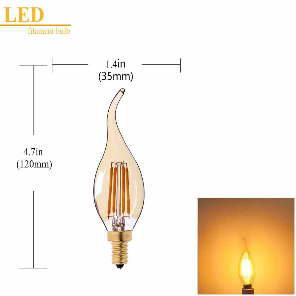 Picture of Edison led bulb 4W Brown warm yellow 2700K dimming C35T pull tail retro chandelier light source candle lamp