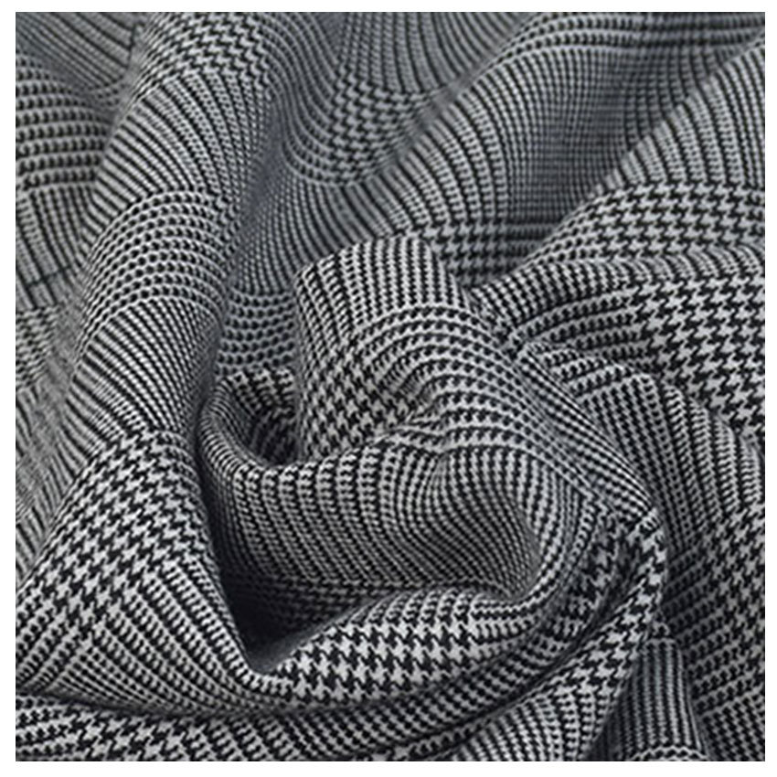 Picture of Polyester viscose stretch plaid fabric 40/2 + 40D polyester viscose yarn-dyed fabric D 64% P33%r3% women's plaid fabric