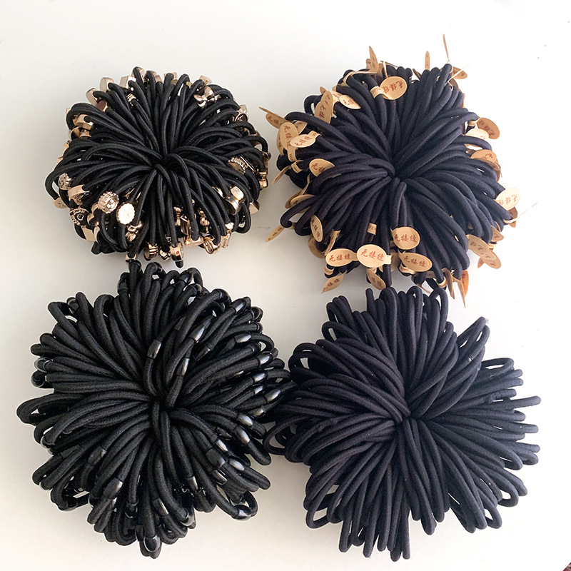 Simple and Fashionable Black Basic Hair Band Thick High Ponytail Hair Tie Rubber Band High Elastic Hair Rope