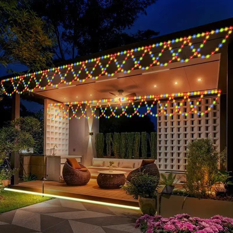 Cross-Border New Led Fence Decorative Light Balcony Courtyard Atmosphere Light Solar Eaves Light Christmas Atmosphere Light