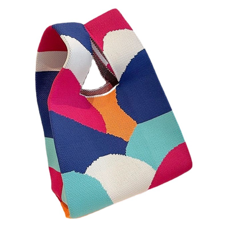 Picture of 2023 Amazon ebay Korean Wool Bag Fashion Simple Knitted Bag Shoulder Bag Striped Tote Bag Factory