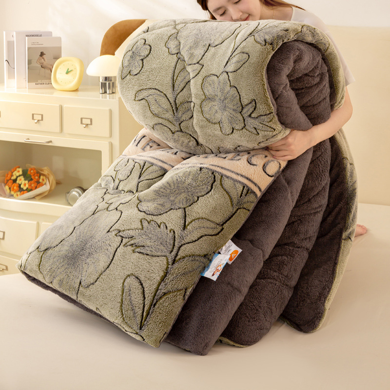 Picture of Lamb Velvet Quilt Winter Quilt Milk Velvet Coral Velvet Spring & Fall Quilt Student Dormitory Single Quilt Quilt Core Does Not Shed Lint